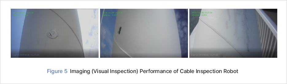 그림 5 케이블 점검 로봇 영상촬영(외관조사) 성능